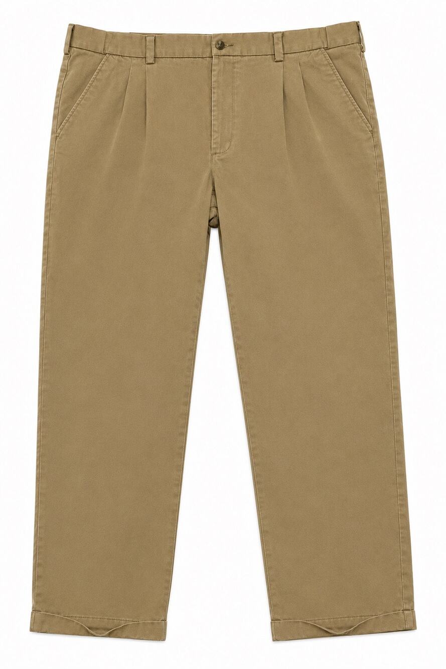 GEORGE Men’s Khaki Pleated Dress Pants 42x32 Classic 100% Cotton Mocha Chino